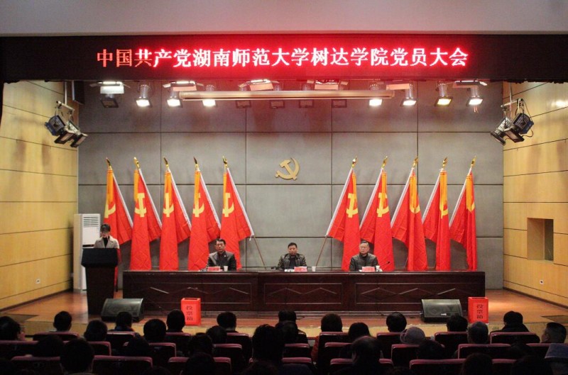 中国共产党湖南师范大学树达学院党员大会现场